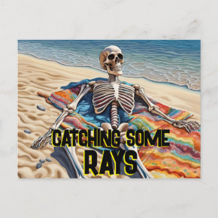 Funny Catching Some Rays Skeleton T-Shirt Postcard