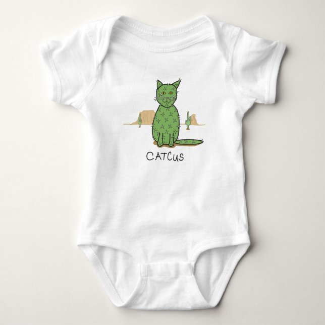 Funny Catcus Cactus Drawing Baby Bodysuit (Front)