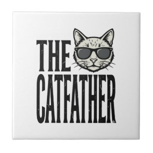 Funny Catfather Vintage Cat Quote Graphic Shirt_1 Ceramic Tile