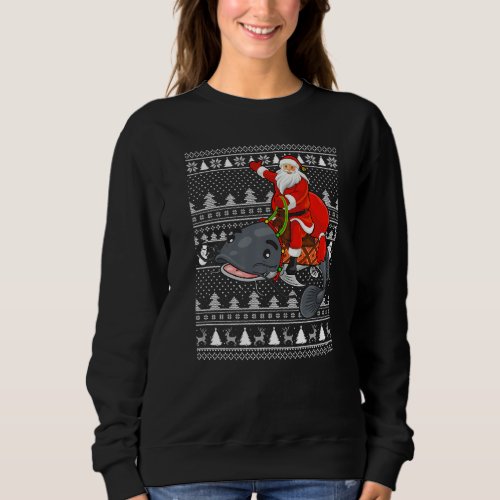 Funny Catfish Lover Santa Riding Catfish Ugly Chri Sweatshirt