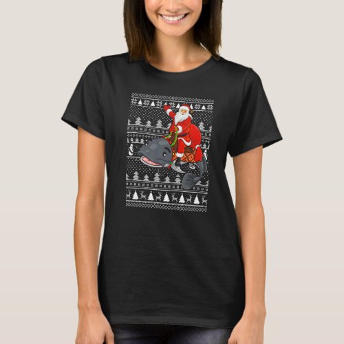 Funny Catfish Lover Santa Riding Catfish Ugly Chri T_Shirt
