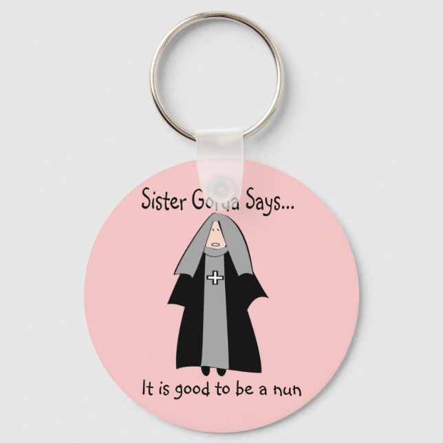 Funny Catholic Nun Gifts, "Sister Gorda" Keychain (Front)