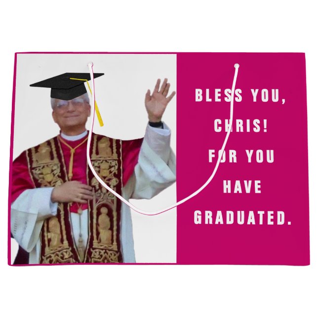 Funny Catholic School Graduation Large Gift Bag (Front)