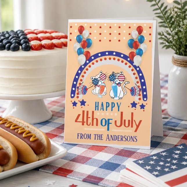 Funny Cats 4th of July Note Card (Creator Uploaded)