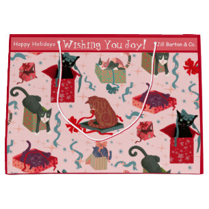 Funny Cats and Christmas Boxes Custom Large Gift Bag