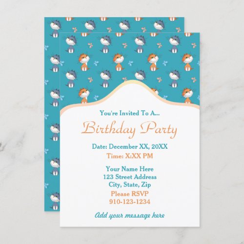 Funny Cats and Cute Butterflies Pattern Invitation
