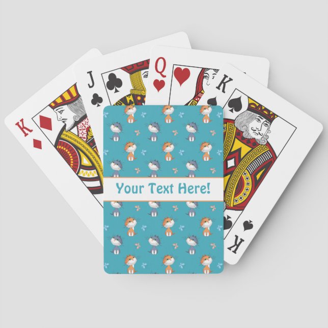 Funny Cats and Cute Butterflies Pattern Poker Cards (Back)