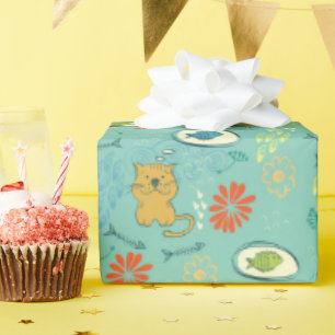 Funny Cats and Fish Wrapping Paper