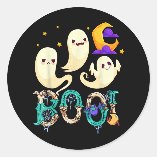 Funny Cats and Pumpkins at Halloween  18 Classic Round Sticker (Front)