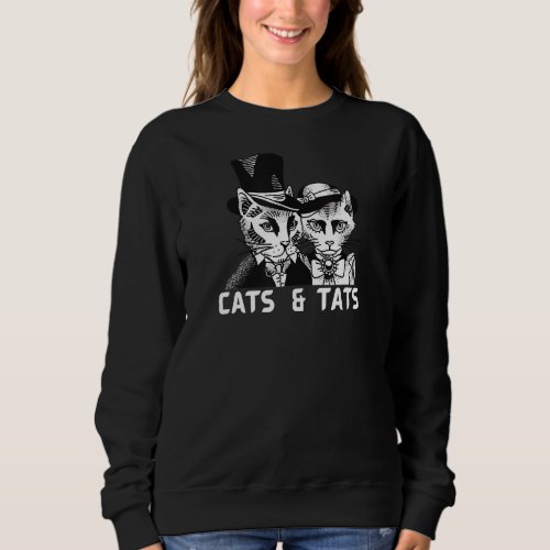 Funny Cats And Tats Qoute Cat In Lotus Tattoo Cool Sweatshirt