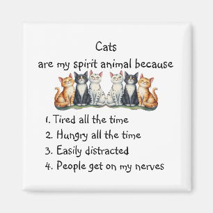 Funny Cats are Spirit Animal Humor Cute Watercolor Magnet
