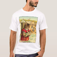 Funny Cats at the Beach - Louis Wain T-Shirt