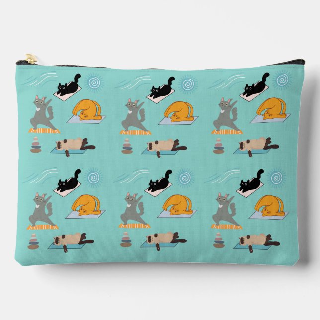 Funny Cats At Yoga Accessory Pouch (Front)