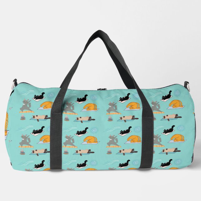 Funny Cats At Yoga Duffle Bag (Front)
