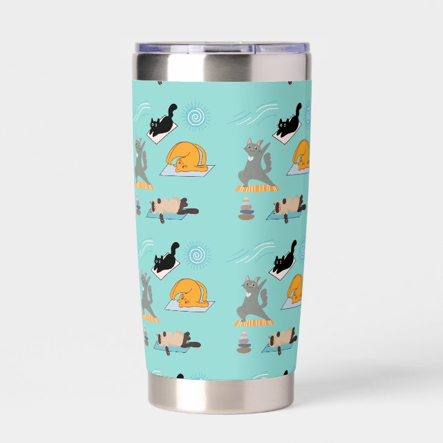 Funny Cats At Yoga Insulated Tumbler (Front)