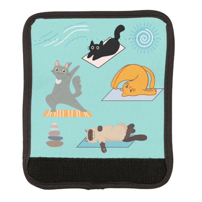 Funny Cats At Yoga Luggage Handle Wrap (Front)