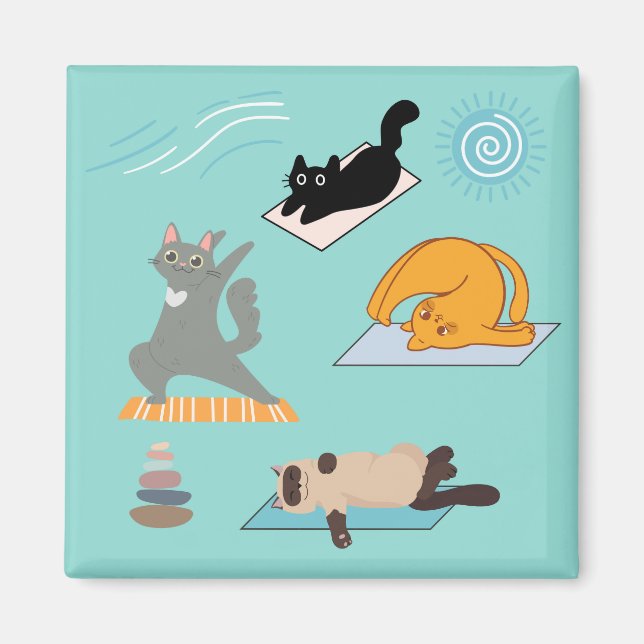 Funny Cats At Yoga Magnet (Front)