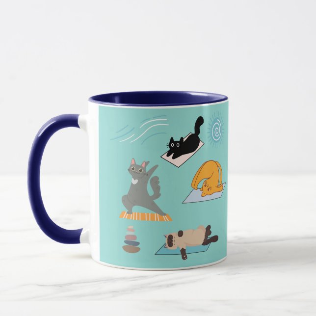Funny Cats At Yoga Mug (Left)