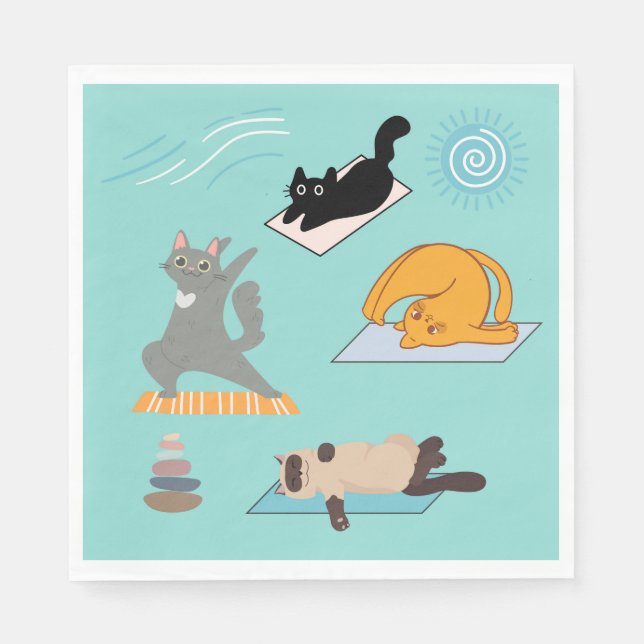   Funny Cats At Yoga Napkins (Front)