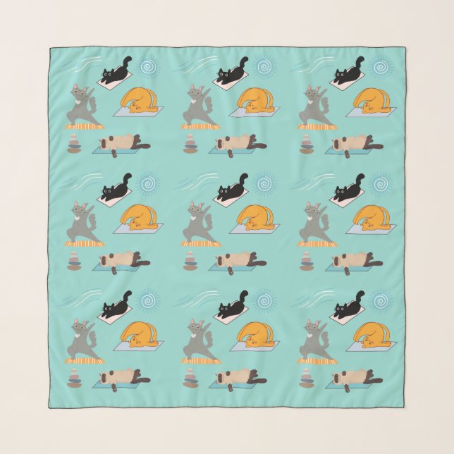  Funny Cats At Yoga Scarf (Front)