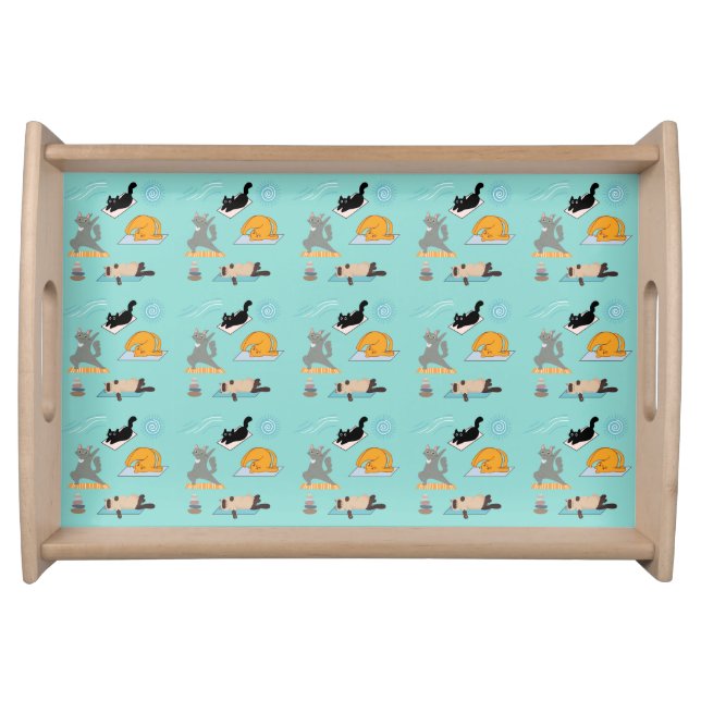 Funny Cats At Yoga Serving Tray (Front)