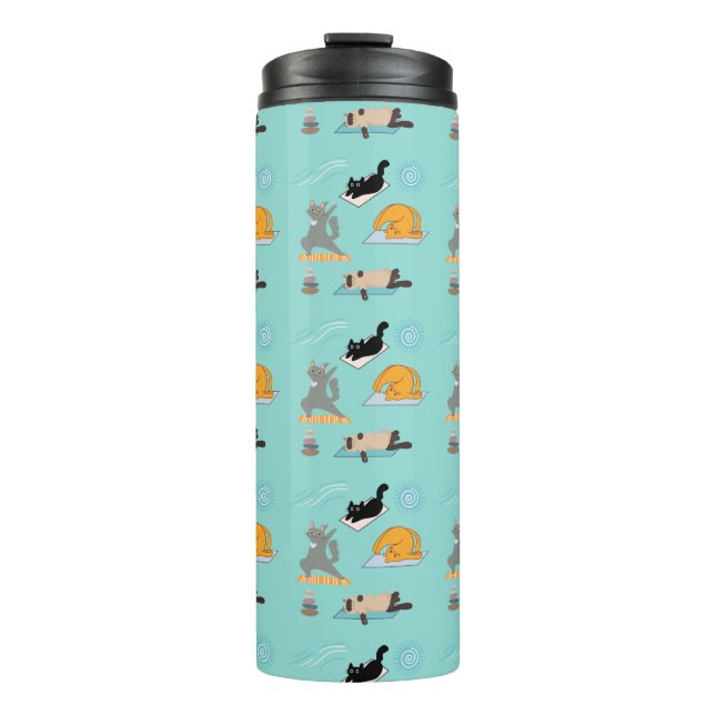 Funny Cats At Yoga Thermal Tumbler (Front)