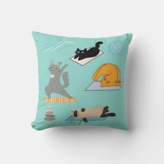 Funny Cats At Yoga Throw Pillow