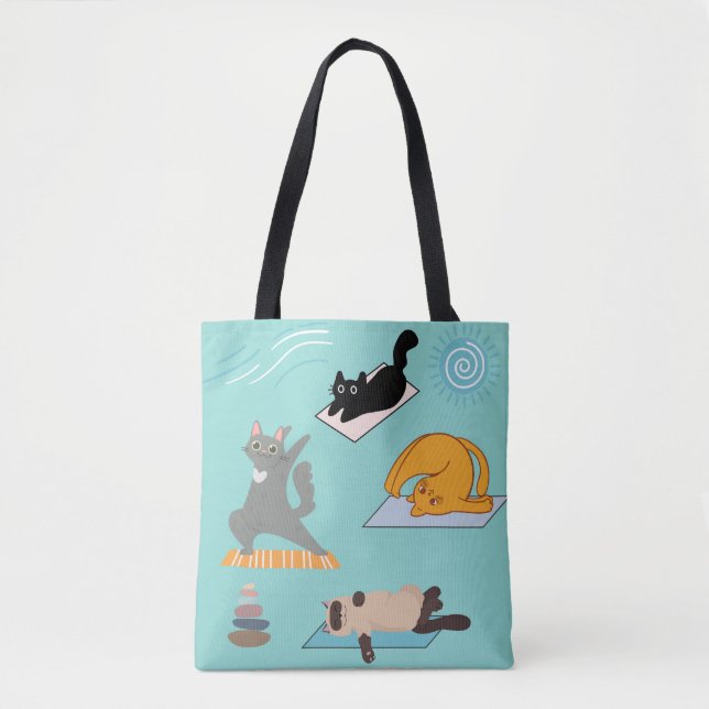 Funny Cats At Yoga Tote Bag (Front)