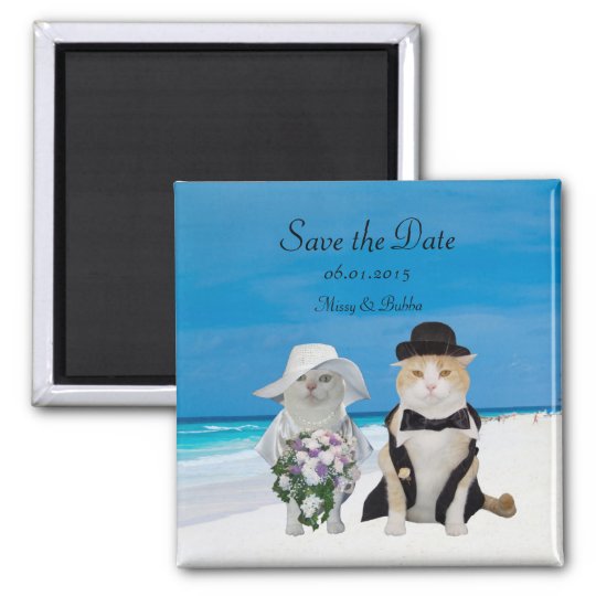 Funny Cats Beach Wedding Save The Date Magnet Zazzle Com