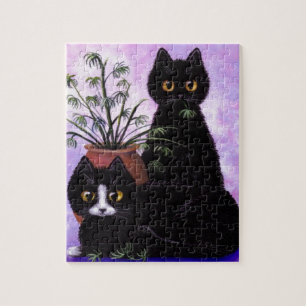 Funny Cats Black Tuxedo Creationarts Jigsaw Puzzle