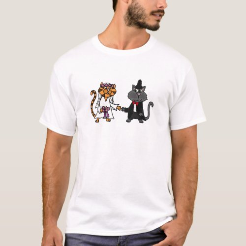 Funny Cats Bride and Groom wedding Art T_Shirt