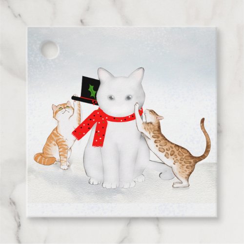 Funny Cats Building a Cat Snowman Gift Tags