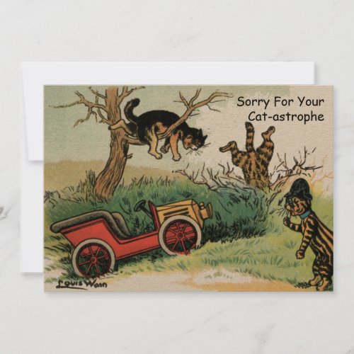 Funny Cats by Louis Wain Get Well Card Template