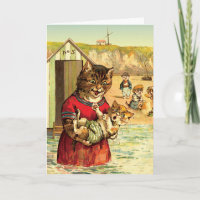 Funny Cats Card/ Invitation: Cats at the Beach Invitation