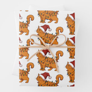 Funny Cats Christmas Orange Cat Mom Pet Lover Xmas Wrapping Paper Sheets