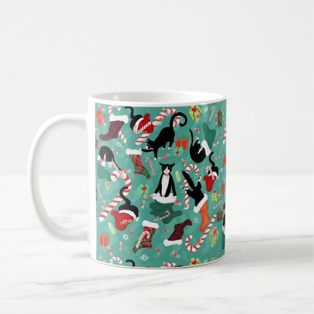 Funny cats Christmas stockings Coffee Mug (Left)