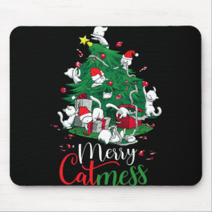 Funny Cats Christmas Tree Merry Catmess Cat Lover Mouse Pad