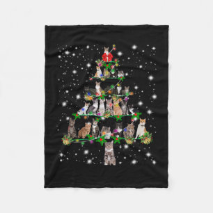Funny Cats Christmas Tree Tee Ornament Decor Gift Fleece Blanket