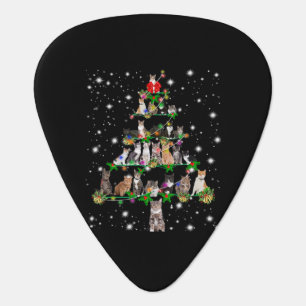 Funny Cats Christmas Tree Tee Ornament Decor Gift Guitar Pick