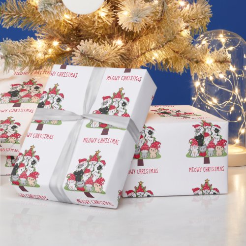 Funny Cats Christmas Tree Wrapping Paper