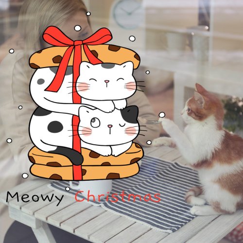 Funny Cats Cookies Meowy Christmas Pet Shop Vet Window Cling