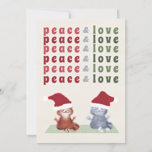 Funny Cats Couple Yoga Meditation Cute Christmas Holiday Card
