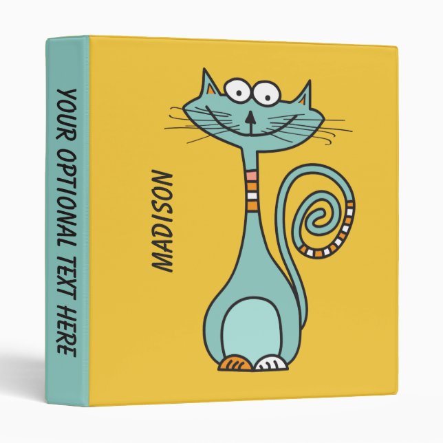 Funny Cats custom name & color binders (Front/Spine)