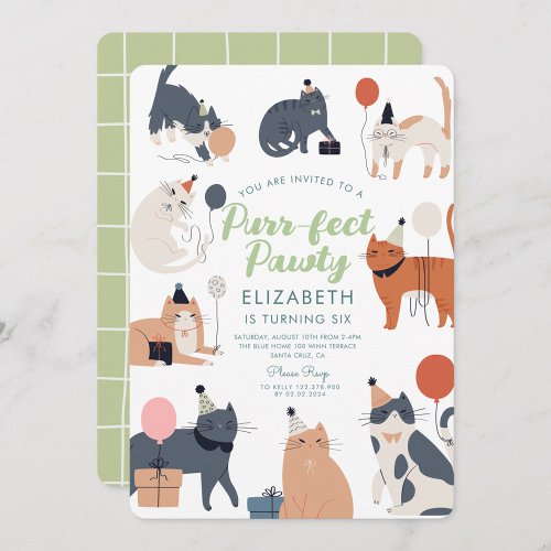 Funny Cats cute Purrfect Birthday Party  Invitation