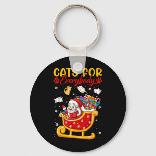 Funny Cats For Everybody Santa Sleigh Merry Christ Keychain