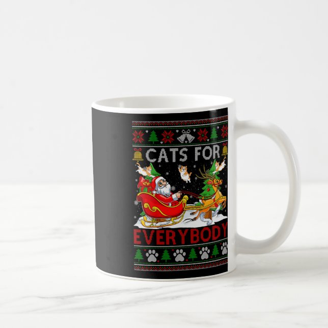 Funny Cats For Everybody Santa Sleigh Ugly Christm Coffee Mug (Right)