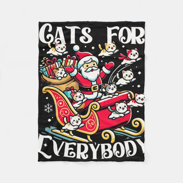 Funny Cats For Everybody Ugly Christmas Funny Xmas Fleece Blanket (Front)