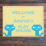 Funny Cats Girls Playhouse Welcome Doormat at Zazzle