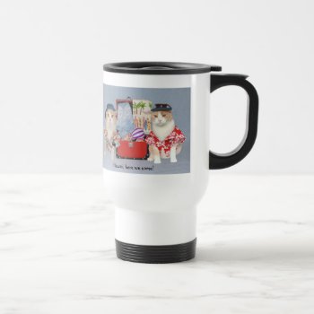 Funny Cats Going To Hawaii Travel Mug by myrtieshuman at Zazzle