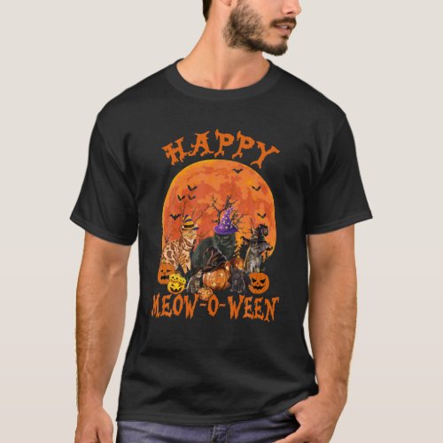 Funny Cats Happy Meow_O_Ween For Cat Lover Hallowe T_Shirt